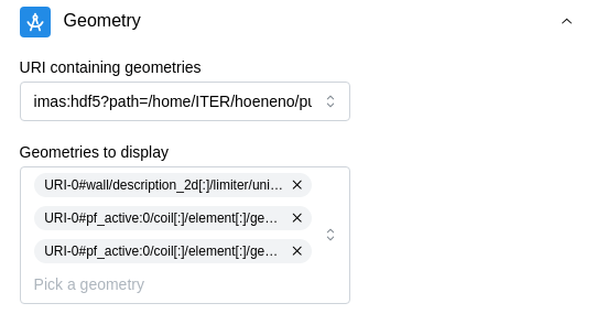 Geometry section of the visual customization